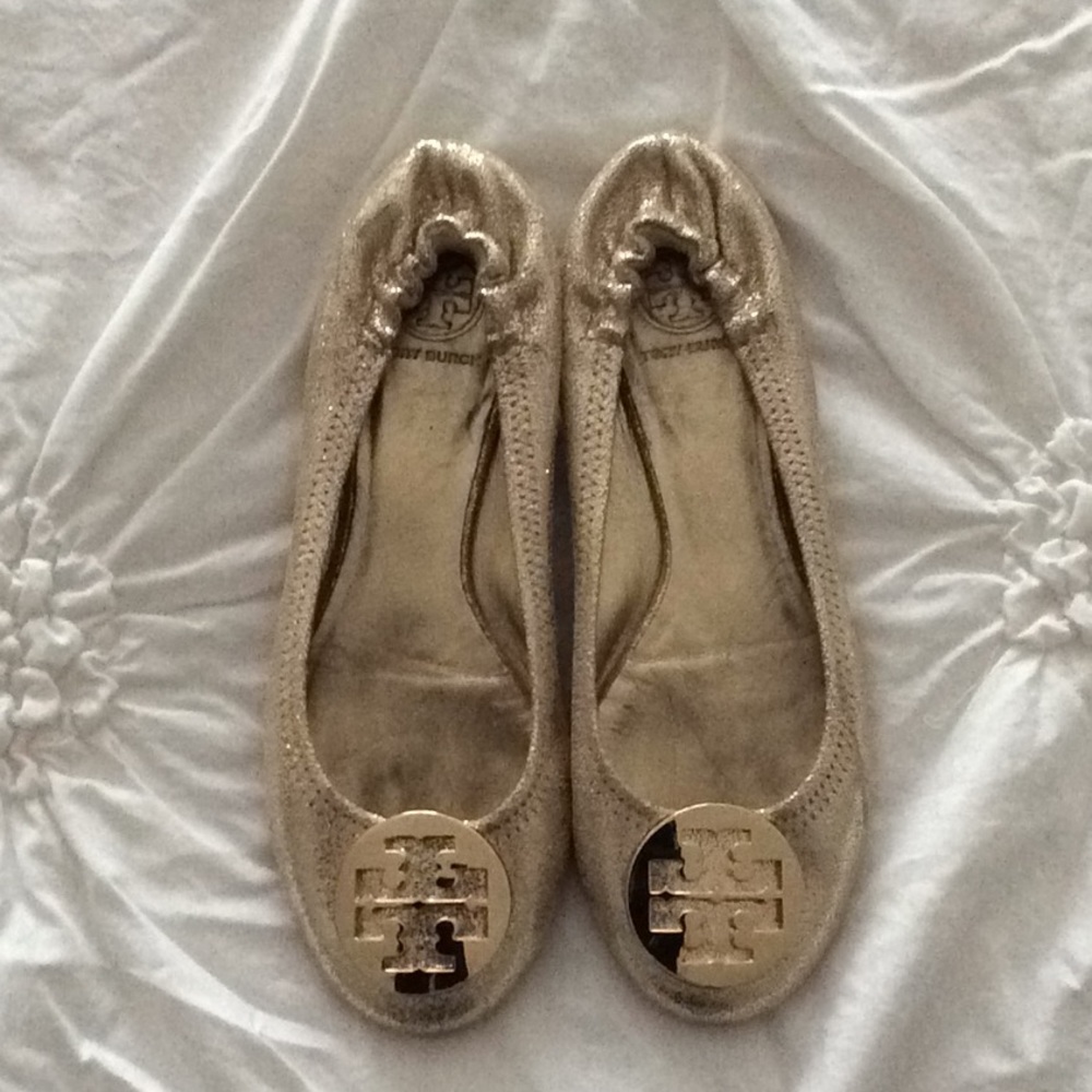 EUC Tory Burch gold flats, size 9 1/2m